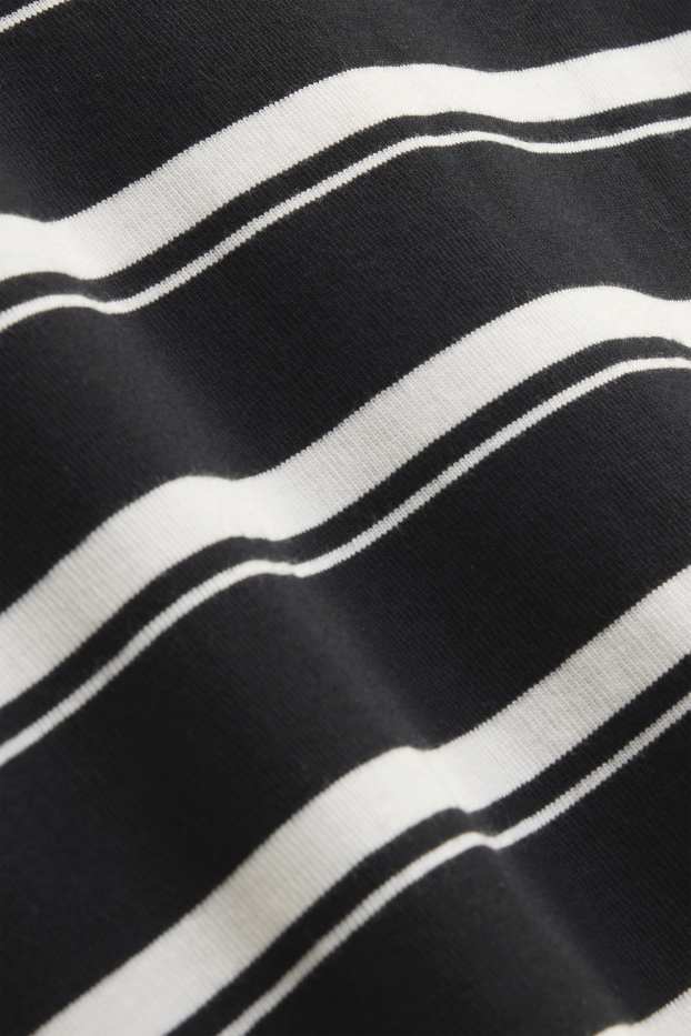 Dámské - Tričko s dlouhým rukávem - relaxed fit - pruhované - černá/bílá
