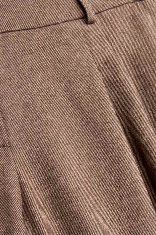 Femmes - Pantalon en toile - high waist - wide leg - marron