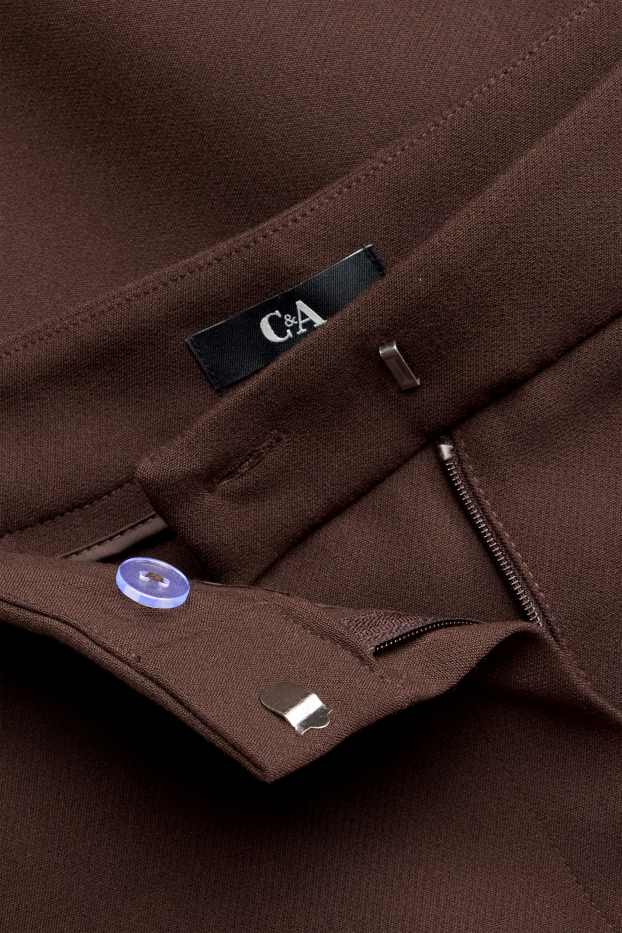 Femei - Pantaloni de stofă - talie medie - wide leg - maro închis