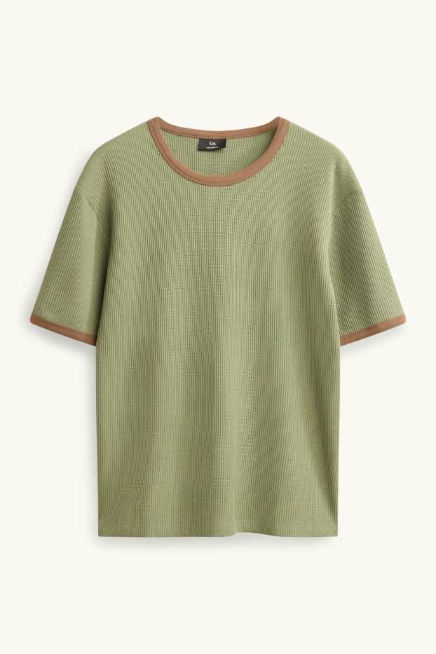 Herren - T-Shirt - Relaxed Fit - strukturiert - grün