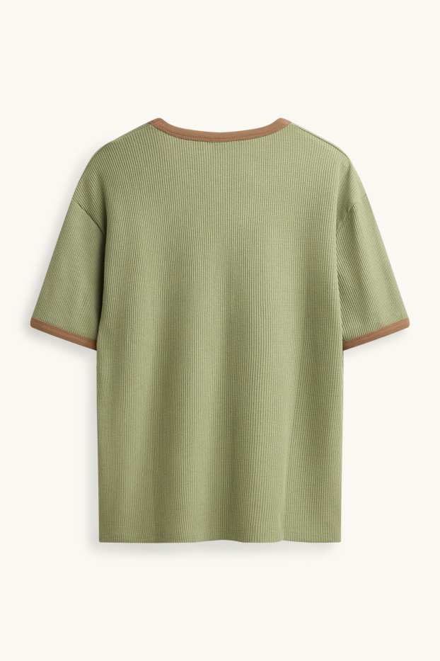Herren - T-Shirt - Relaxed Fit - strukturiert - grün