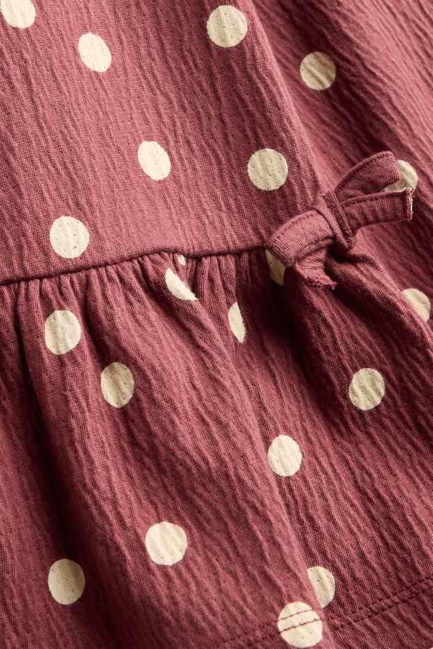Kinder Mädchen - Bluse - gepunktet - bordeaux / weiss