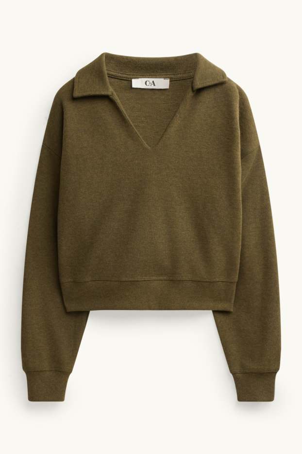 Women - V-neck jumper - dark green