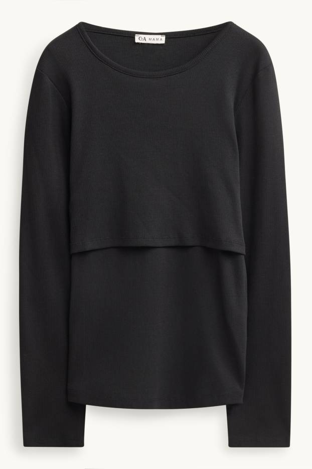 Donna - Maglia a maniche lunghe per allattamento - relaxed fit - nero