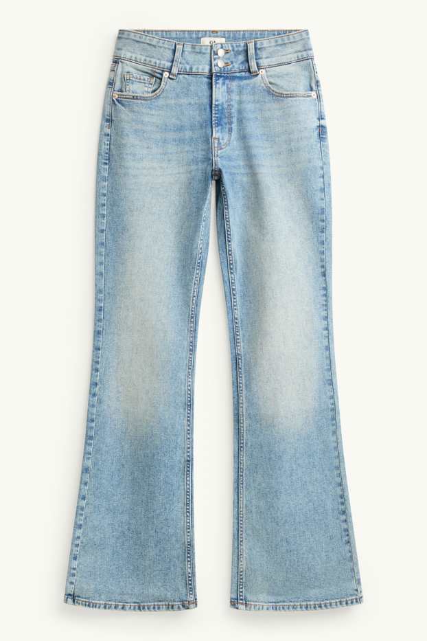 Femei - Flared jeans - talie medie - LYCRA® - denim-albastru