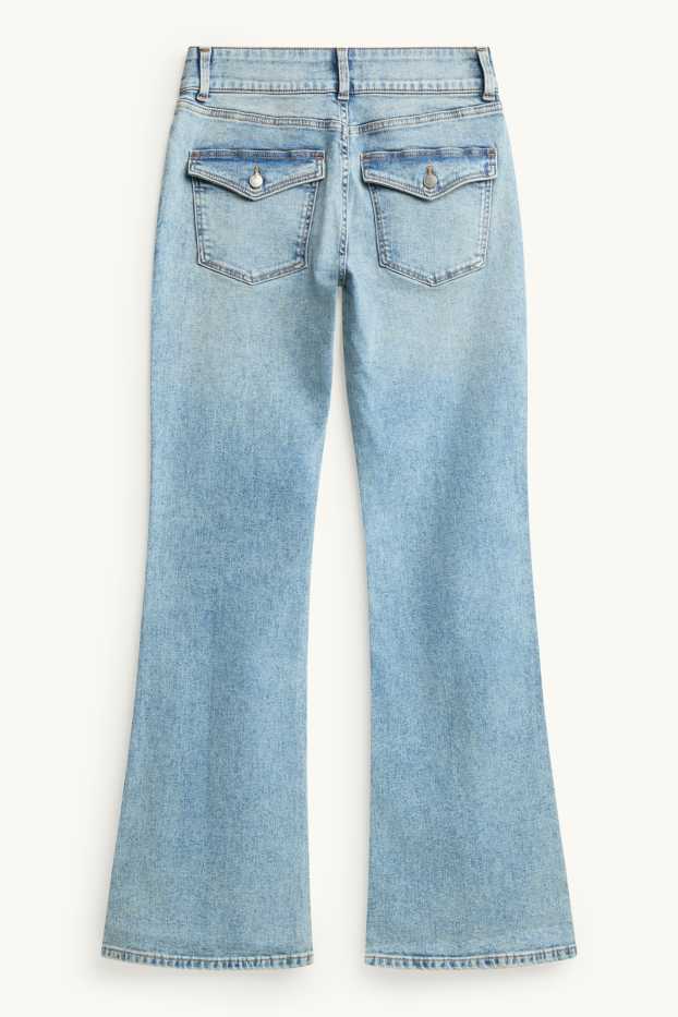 Femei - Flared jeans - talie medie - LYCRA® - denim-albastru