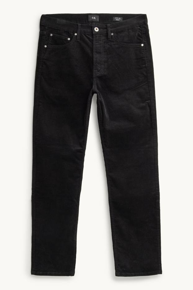 Hommes - Pantalon en velours côtelé - Straight fit - noir