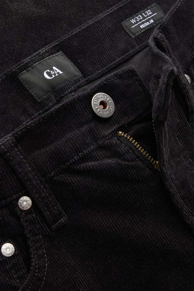 Hommes - Pantalon en velours côtelé - Straight fit - noir