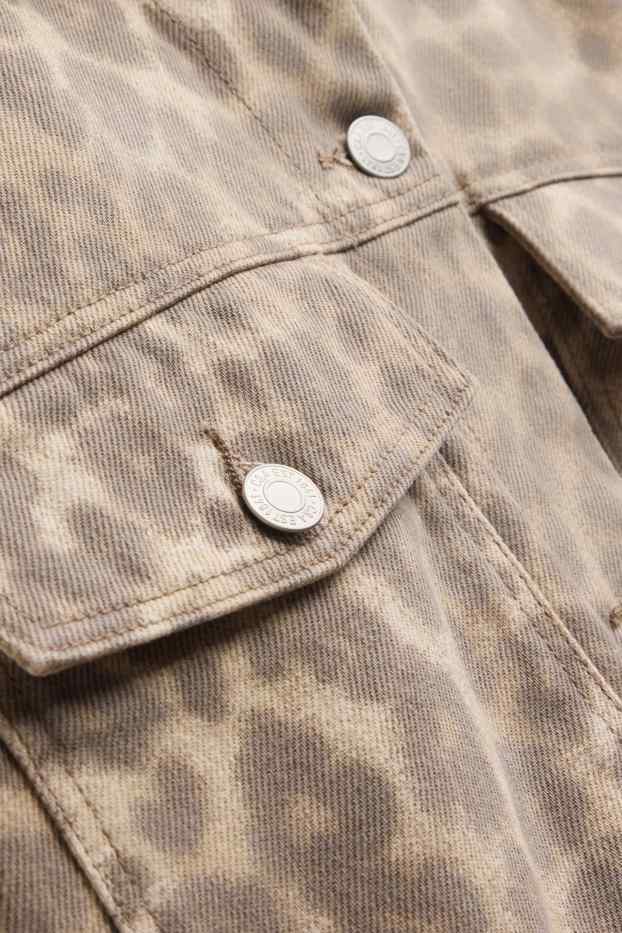 Femmes - Veste en jean - imprimé léopard - beige / marron