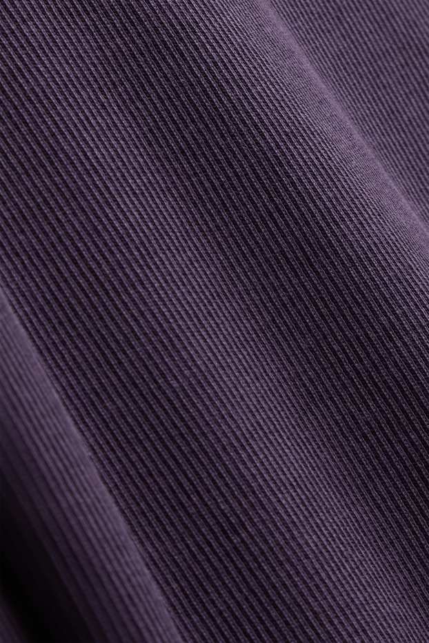 Women - Long sleeve top - slim fit - ribbed - violet