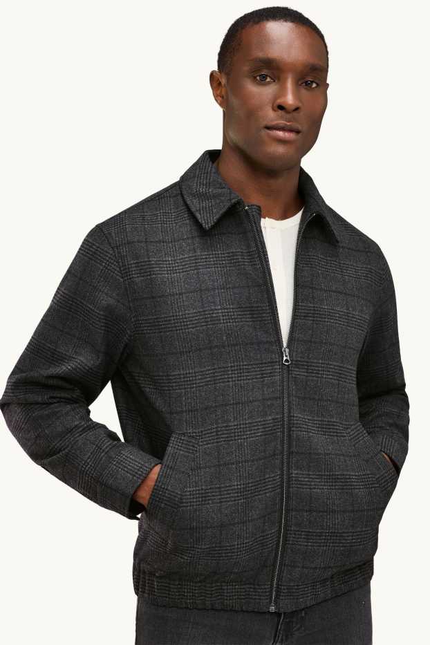 Hommes - Blouson - à carreaux - gris foncé