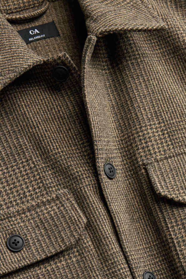 Herren - Hemdjacke - Relaxed Fit - Kent - strukturiert - braun / beige