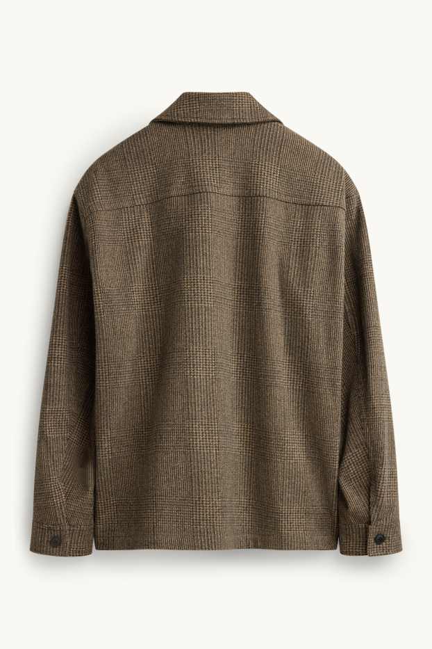 Herren - Hemdjacke - Relaxed Fit - Kent - strukturiert - braun / beige