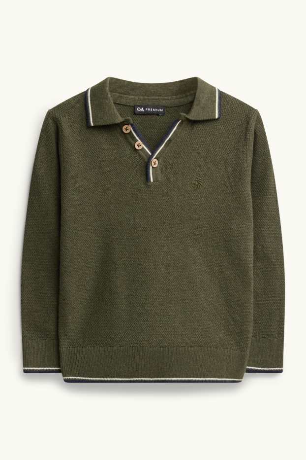 Enfants garçons - Pull - finition texturée - vert foncé