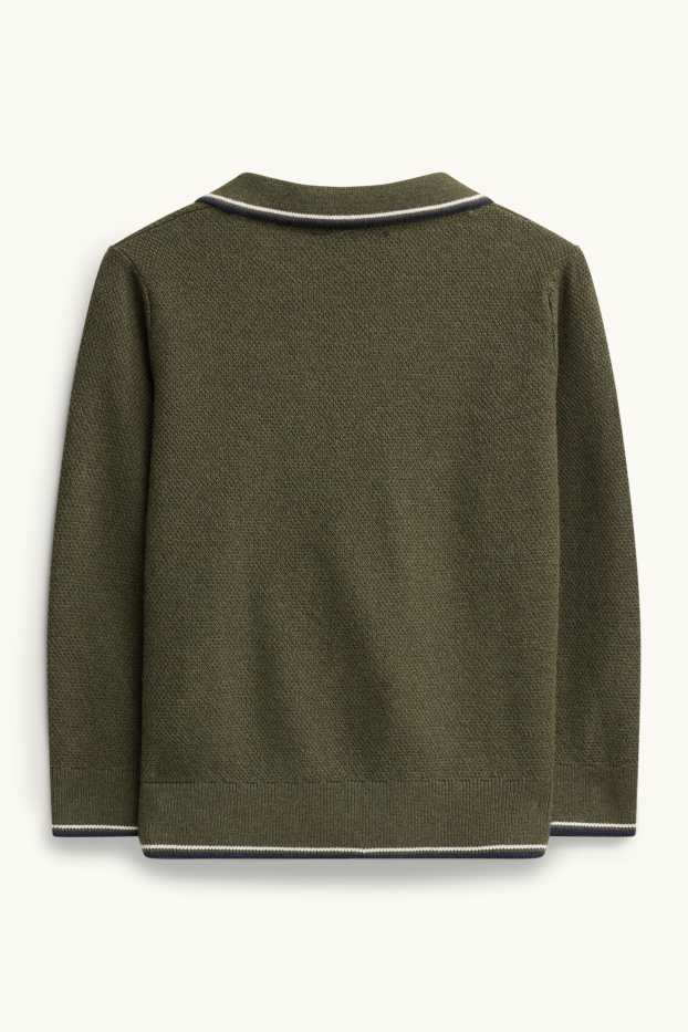 Enfants garçons - Pull - finition texturée - vert foncé