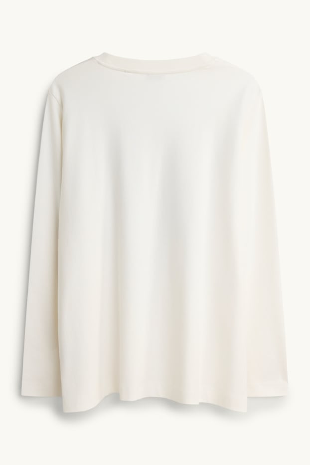 Damen - Langarmshirt - Regular Fit - Glanz-Effekt - cremeweiß