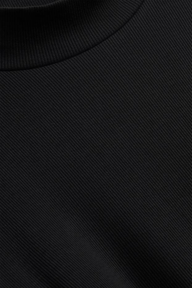 Femei - Tricou cu mânecă lungă - reiat - negru