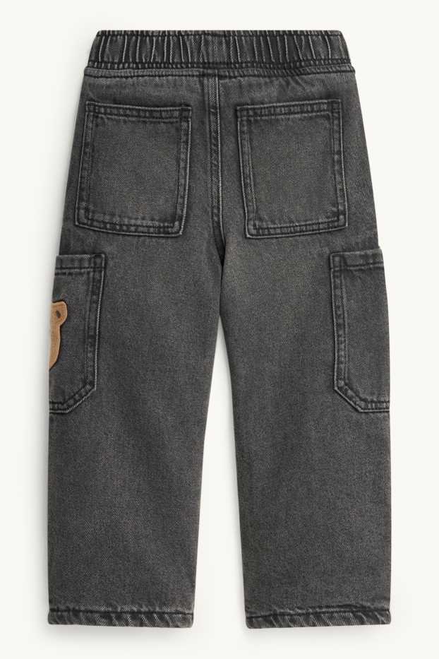 Kinderen: jongens - Teddybeer - relaxed jeans - thermojeans - jeansdonkergrijs