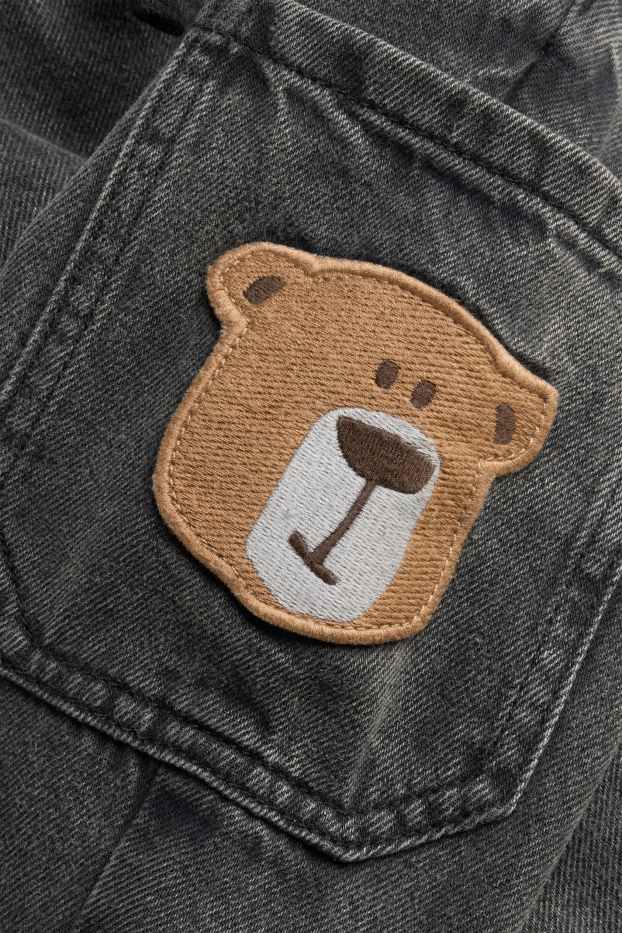 Kinderen: jongens - Teddybeer - relaxed jeans - thermojeans - jeansdonkergrijs