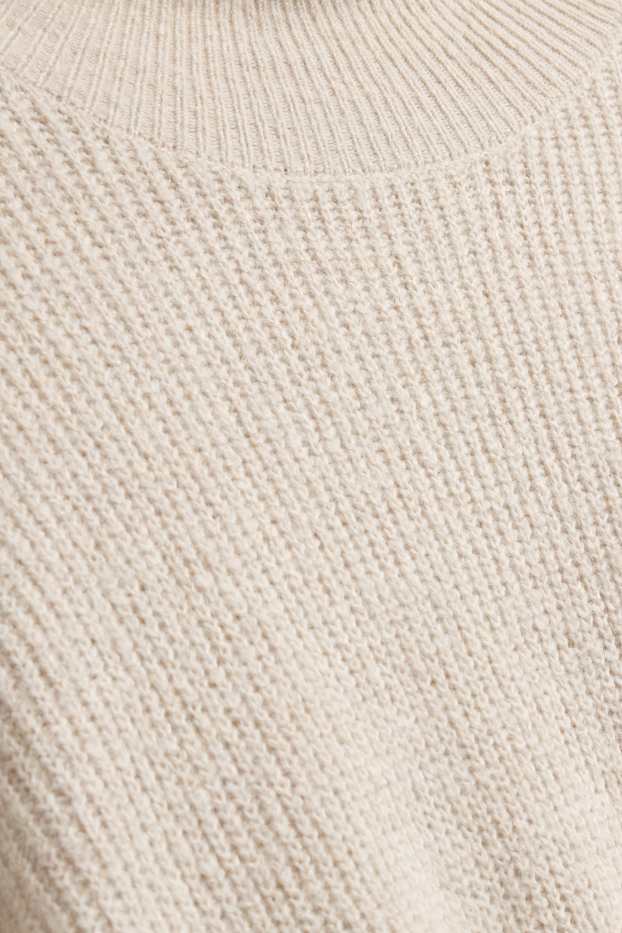 Damen - Strickkleid - Straight Fit - gerippt - beige