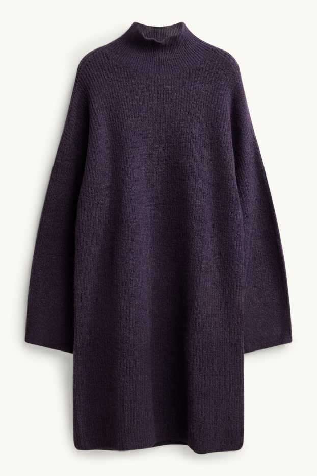 Femmes - Robe en maille - straight fit - finition côtelée - violet