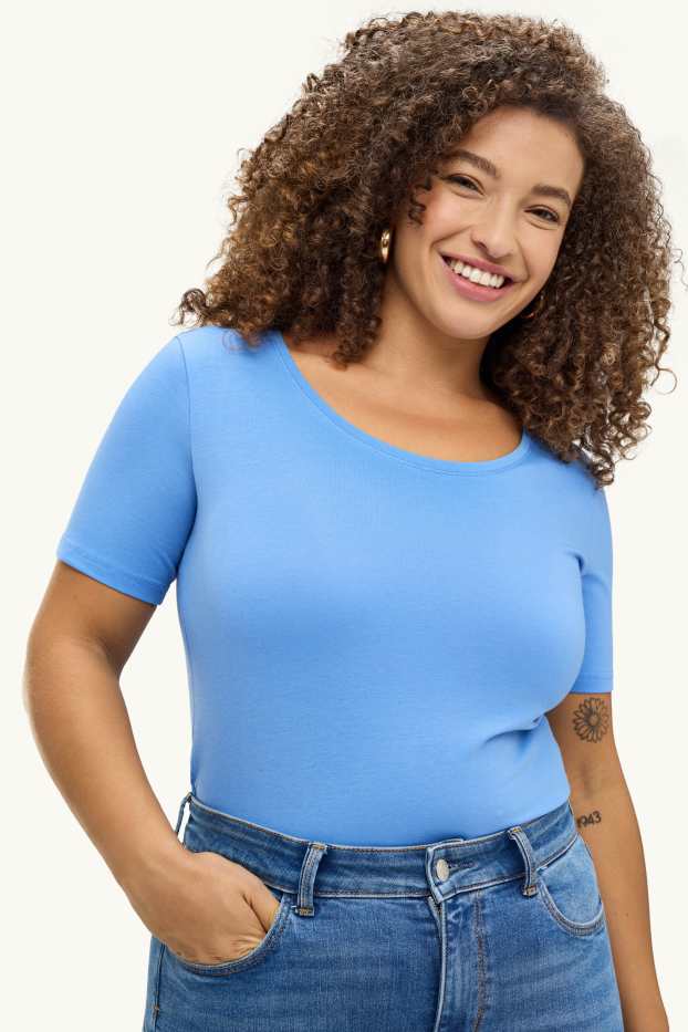 Femmes - T-shirt - slim fit - bleu