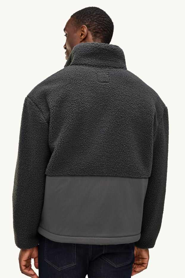 Home - Jaqueta de teixit polar - negre