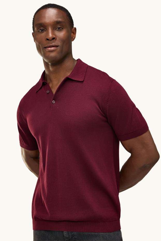 Home - Polo de punt - regular fit - bordeus