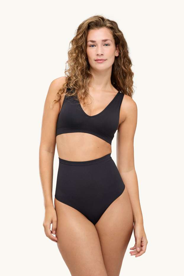 Women - Shaping thong - seamless - black