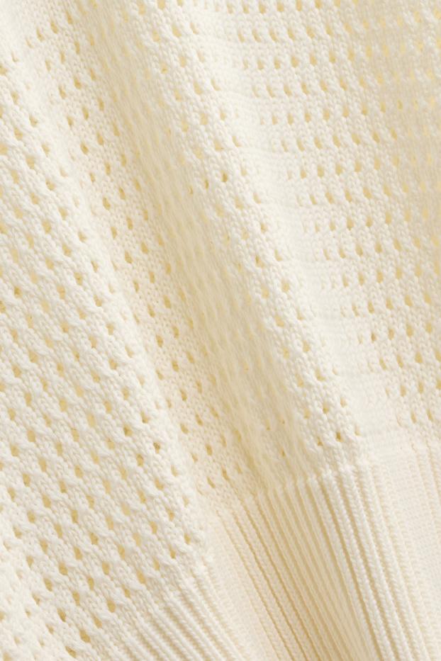 Donna - Maglione - a maniche corte - tessuto tramato - bianco crema