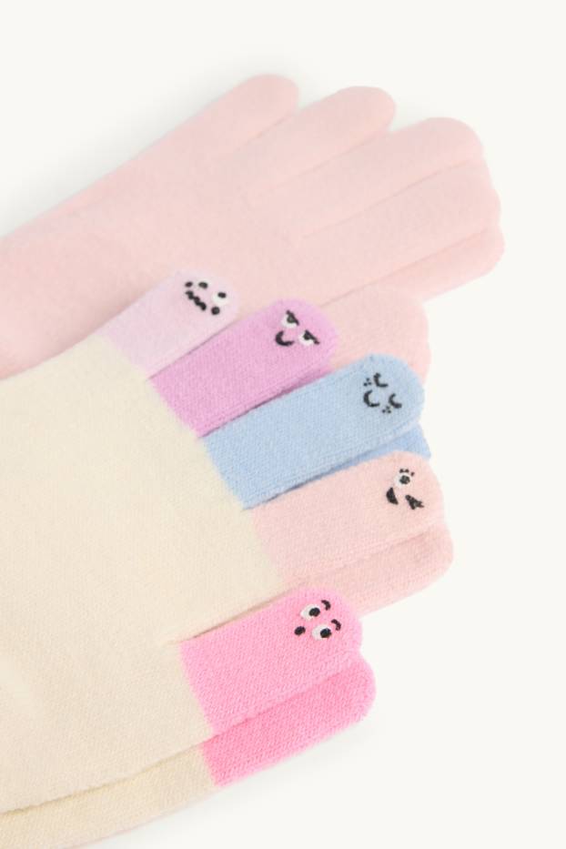 Enfants filles - Lot de 2 paires - gants - rose / beige