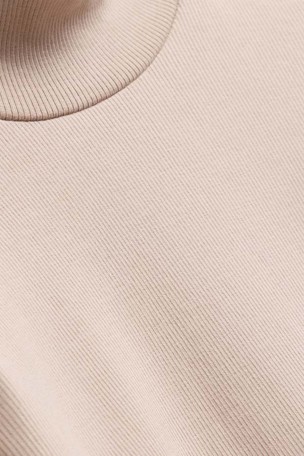 Damen - Langarmshirt - Slim Fit - gerippt - hellbeige