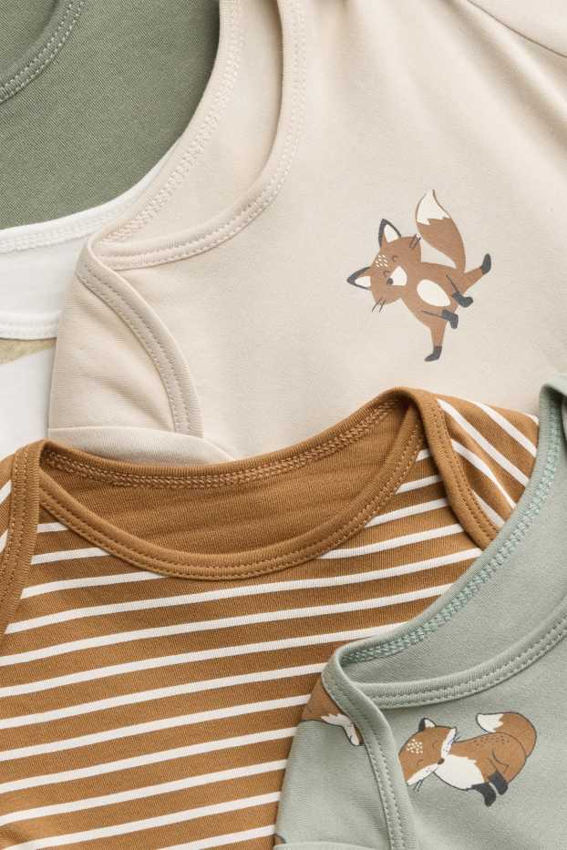 Baby Boys - Multipack of 5 - fox and raccoon - baby bodysuit - creme