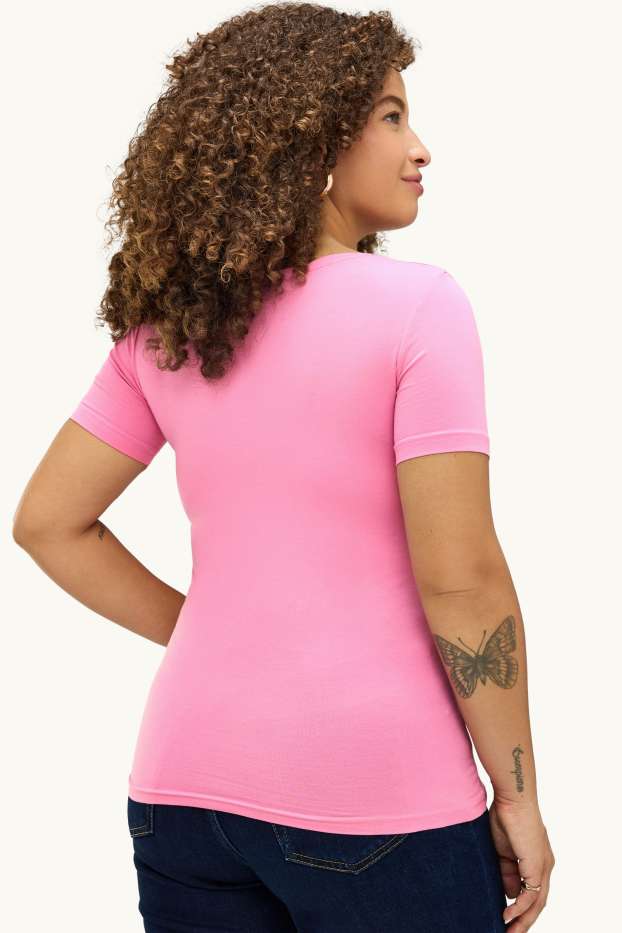 Women - T-shirt - slim fit - pink