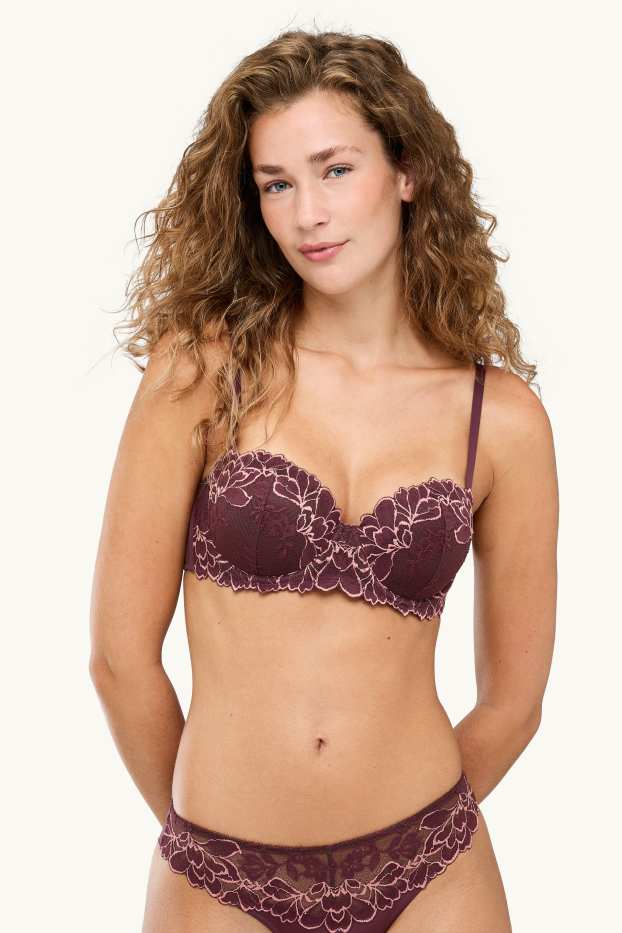 Women - Underwire bra - BALCONETTE - padded - bordeaux