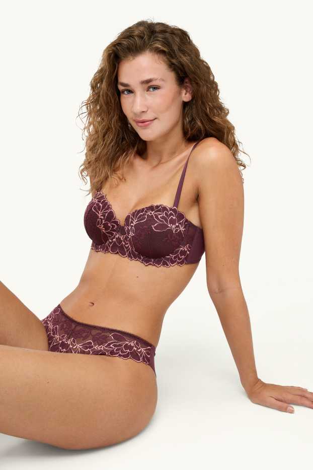 Women - Underwire bra - BALCONETTE - padded - bordeaux