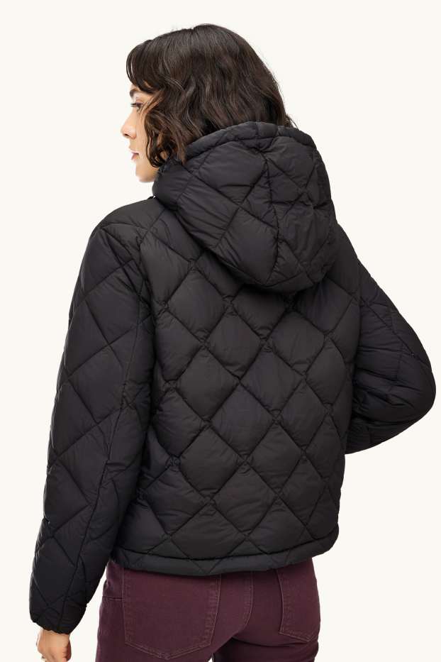 Femmes - Doudoune à capuche - déperlante - noir