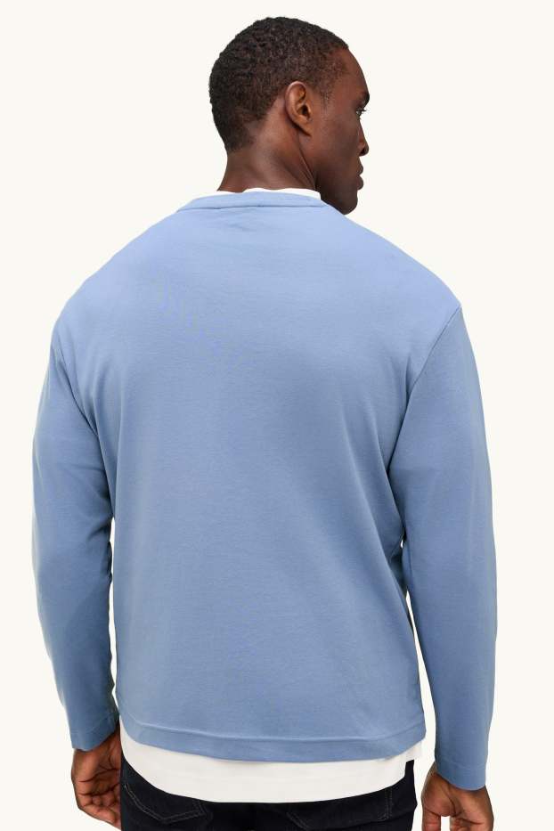 Hommes - Haut à manches longues - relaxed fit - bleu clair