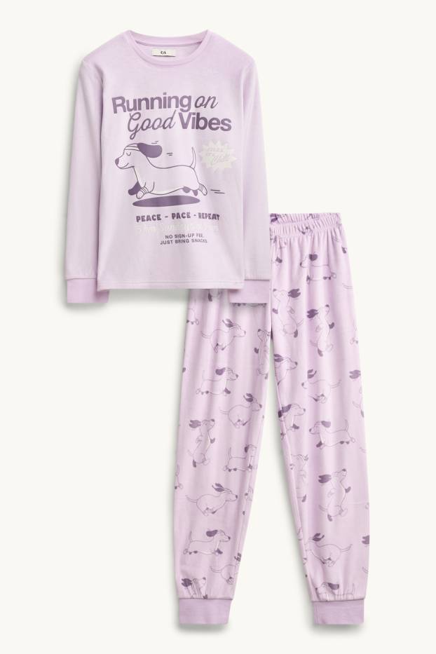 Enfants filles - Teckels - pyjama - 2 pièces - lilas