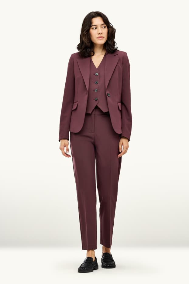 Femei - Pantaloni office - talie medie - cigarette fit - bordo