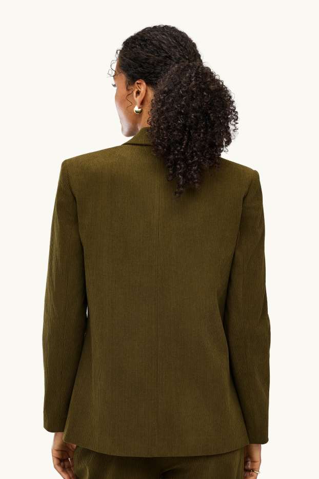 Damen - Cord-Longblazer - Regular Fit - dunkelgrün