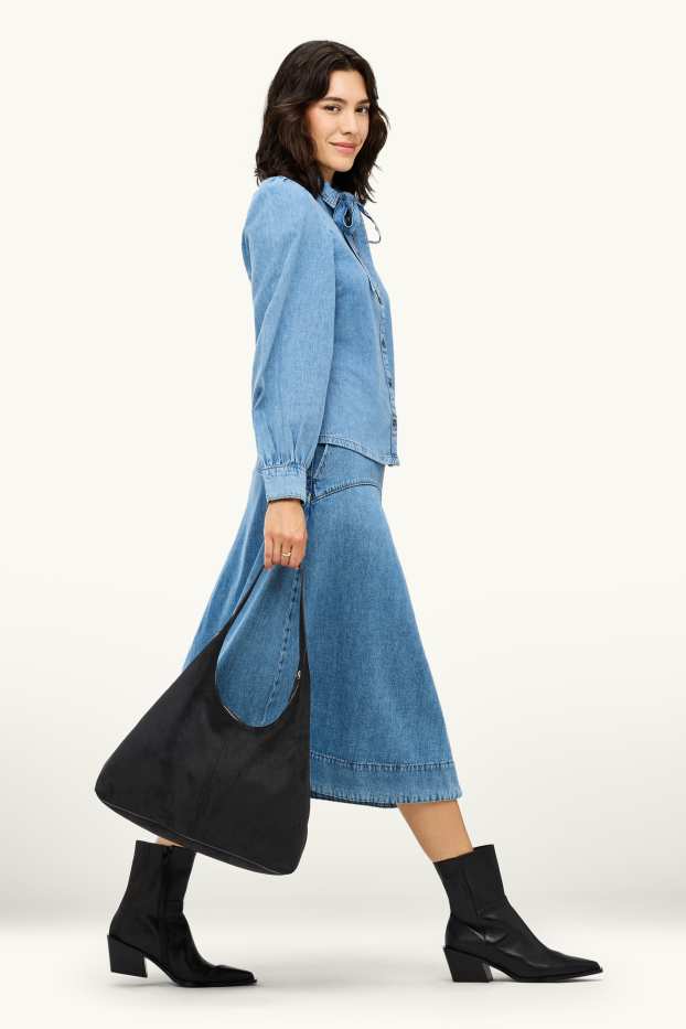 Dámské - Velká kabelka shopper - imitace kůže - černá