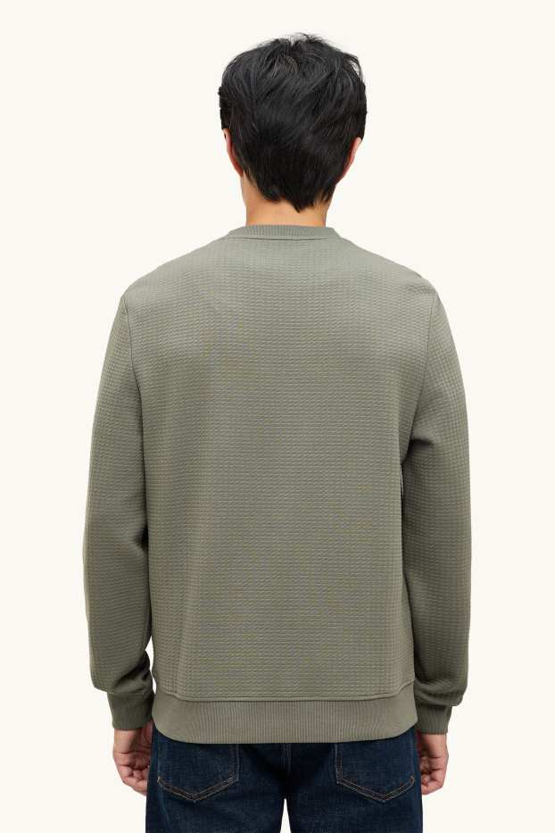Heren - Sweatshirt - met structuur - kaki