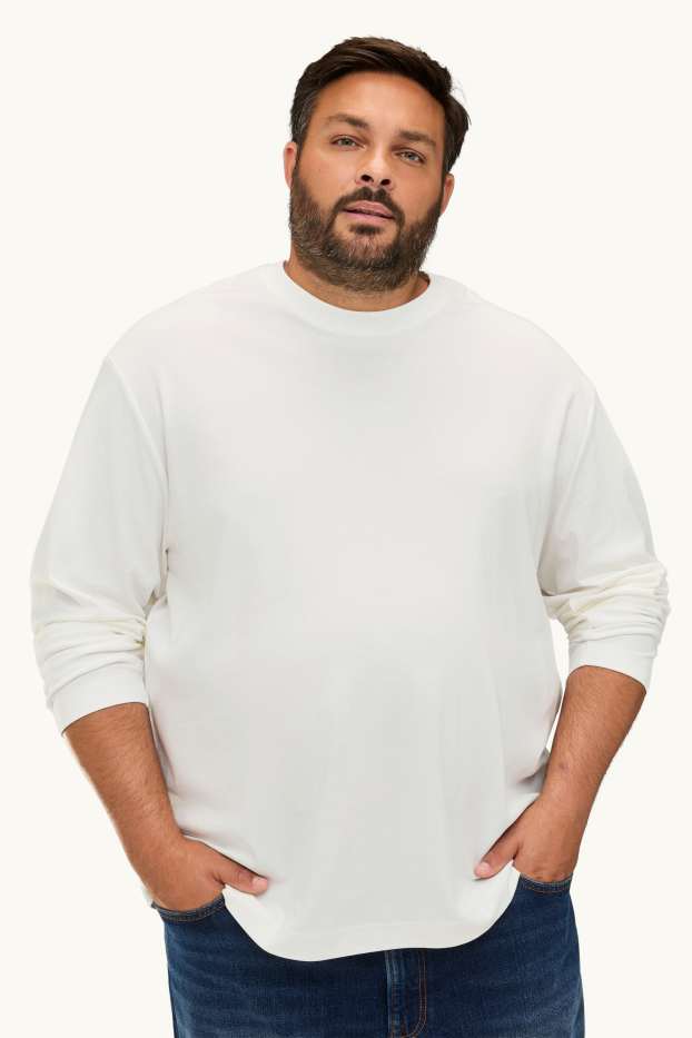 Hommes - Haut à manches longues - relaxed fit - blanc