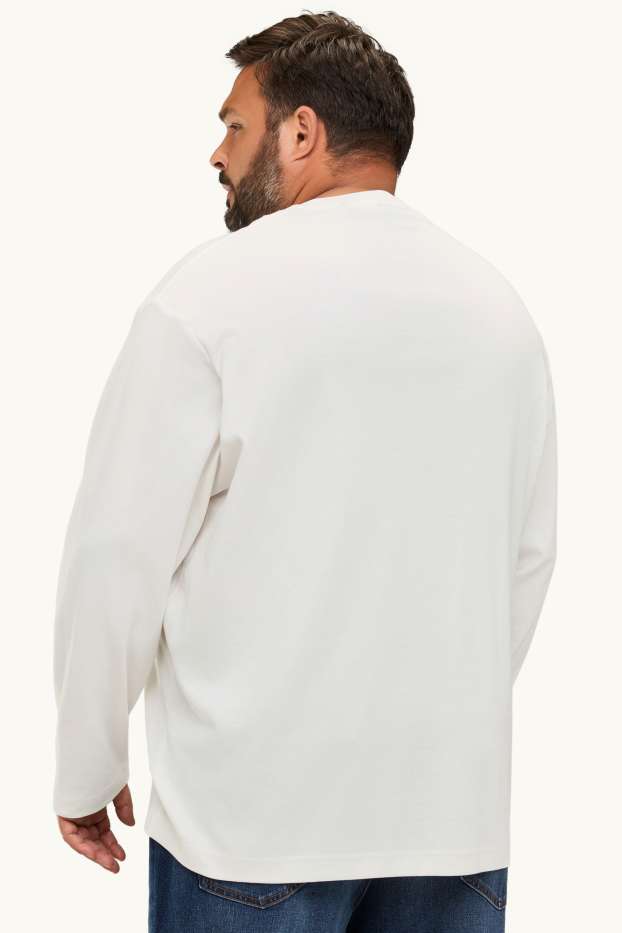 Hommes - Haut à manches longues - relaxed fit - blanc