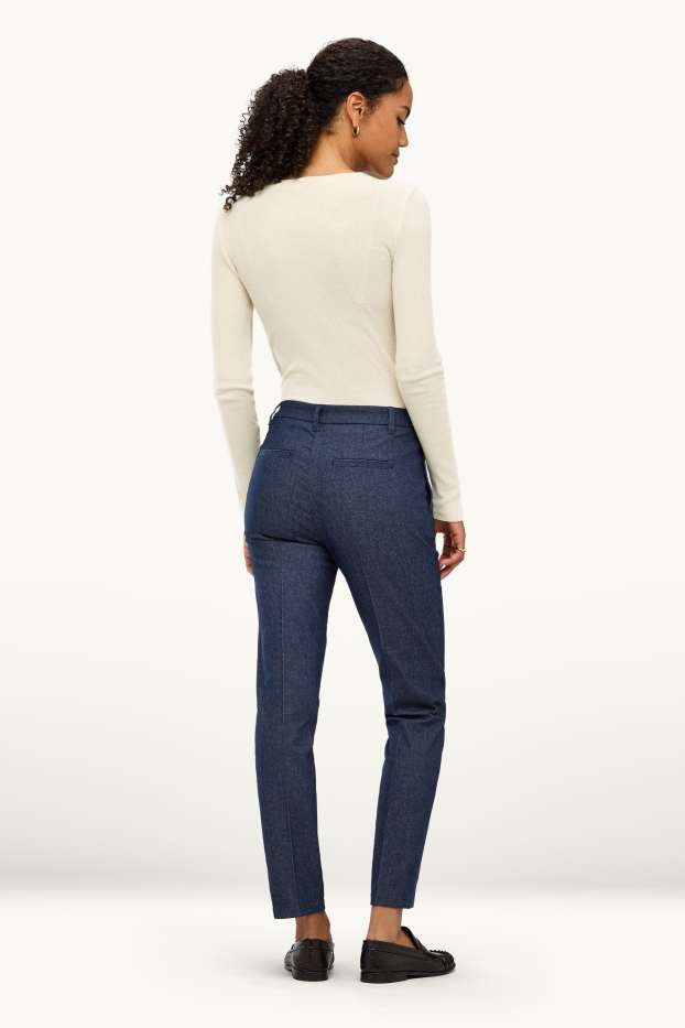 Damen - Stoffhose - Mid Waist - Tapered Leg - Jeans-Look - dunkelblau