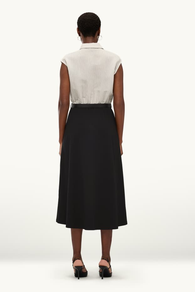 Mujer - Vestido fit & flare con cinturón - blanco / negro