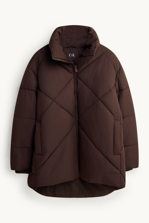 Women - Quilted jacket - water-repellent - dark brown