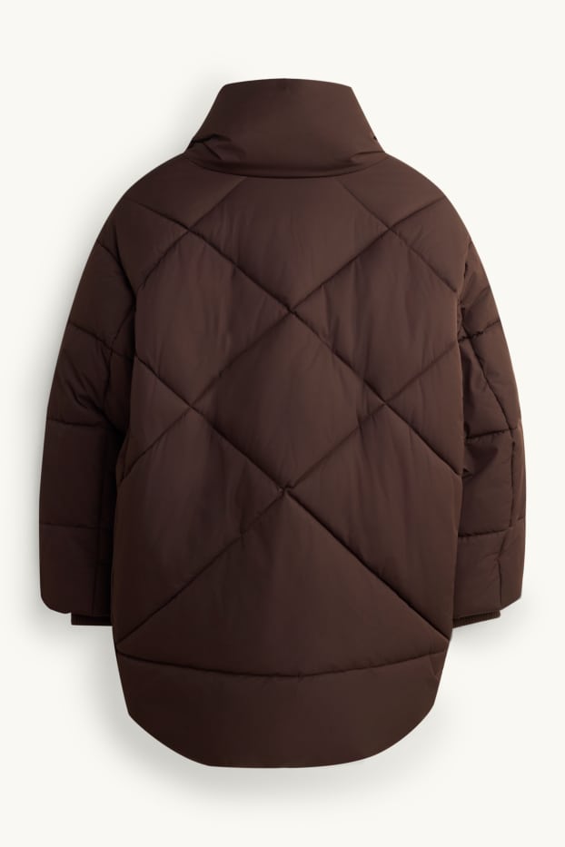 Women - Quilted jacket - water-repellent - dark brown