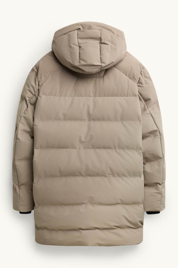 Herren - Steppmantel mit Kapuze - gefüttert - wasserabweisend - beige